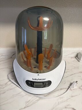 Baby Brezza Bottle Sterilizer & Dryer — White with Orange Accents